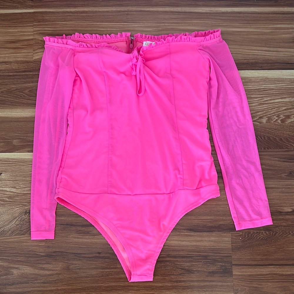 Pink Off-Shoulder Bodysuit